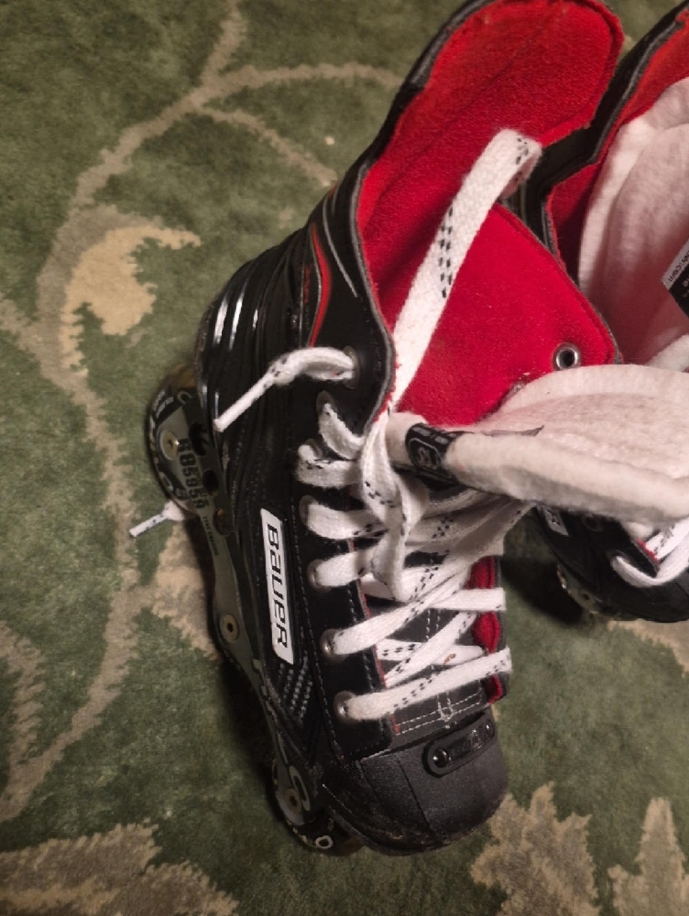Bauer Kids Red and Black Lace-Up Roller Skate Boots - Picture 3 of 11